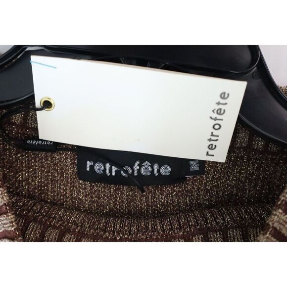 Retrofete FW22-5718 Women's Sz M Gold Avenue Metallic Rib Knit Mini Dress $325 - Picture 3 of 11